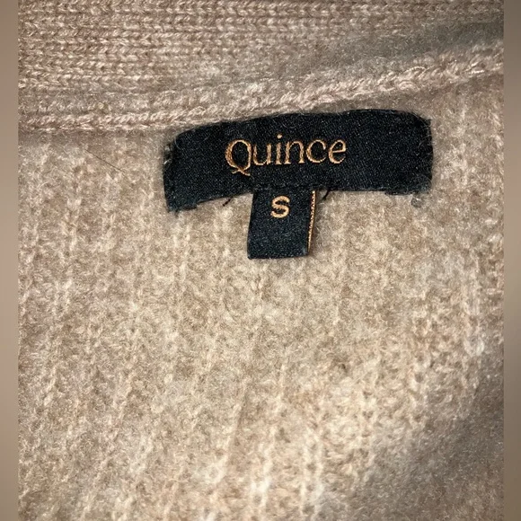 QUINCE 100% Cashmere Fisherman Boxy Cropped Cardigan Sweater oatmeal Size Small - Picture 8 of 11